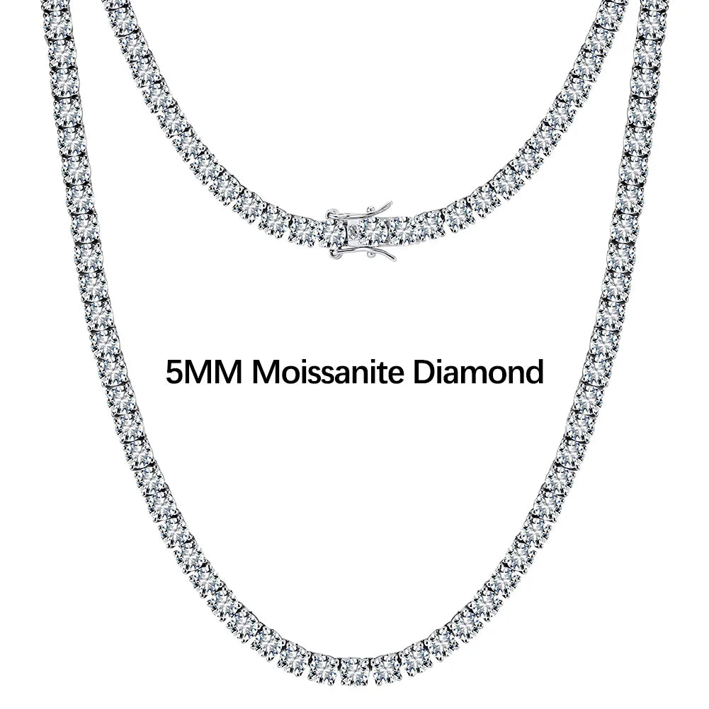 REBEL 3mm 4mm 5mm Moissanite Tennis Chain Iced Out Necklace Silver VVS Diamond Men Women Fine Jewelry Bracelet