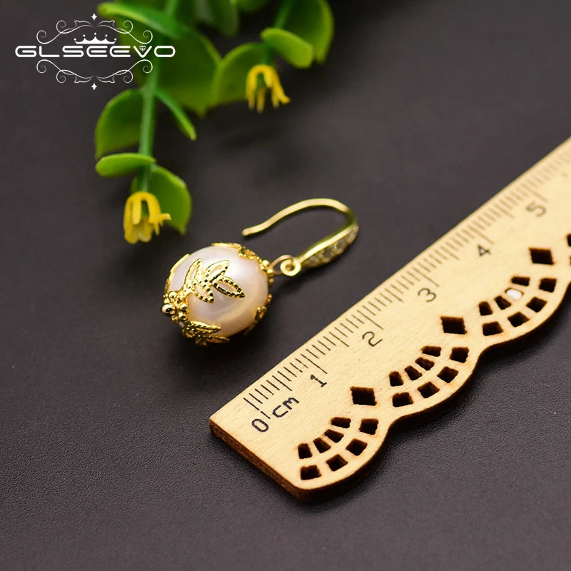 Natural Freshwater White Baroque Pearl Earrings For Women Handmade Earrings 925 Silver Jewelry earrings