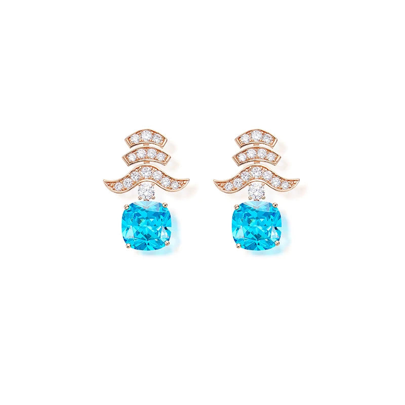 Colorful Zircon Brass Evening Gown Necklace Earring Set High-end Luxury Dubai Fashionable Women's Jewelry