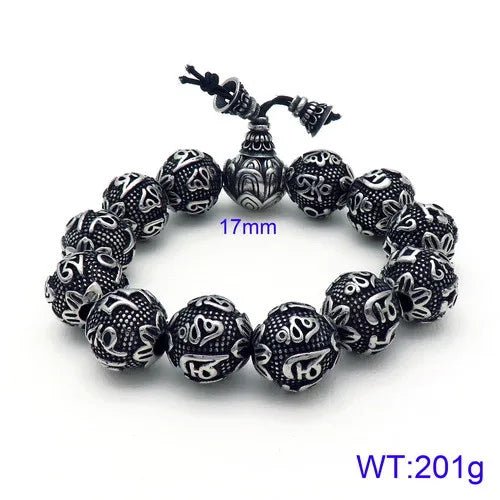 KALEN Wholesale Vintage Luxury Elastic Metal Chakra Beads Male Viking Bracelet