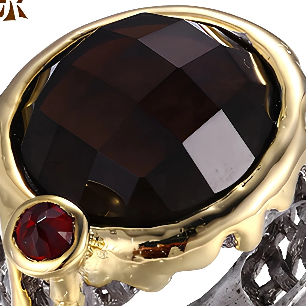 Smoky Quark Jewelry Rings Design Gemstone Jewelry Natural Stone Garnet Ring