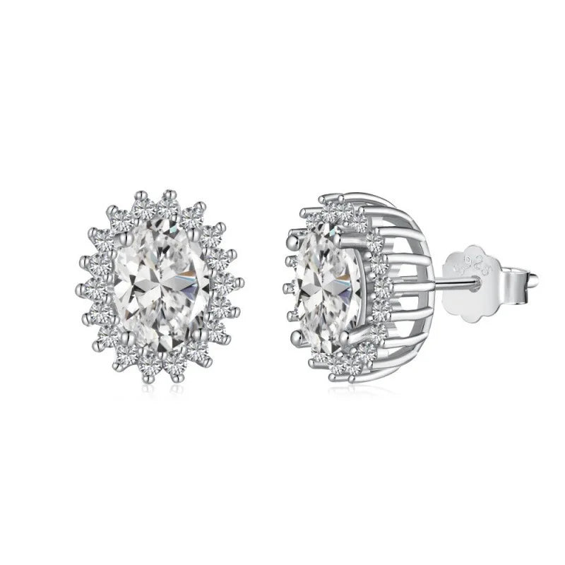 Gioiellieri S925 Sterling Silver Sunflower Round Cut Zircon Necklace Earrings Jewelry Set | Classic Sunflower 2-Piece Set for Women