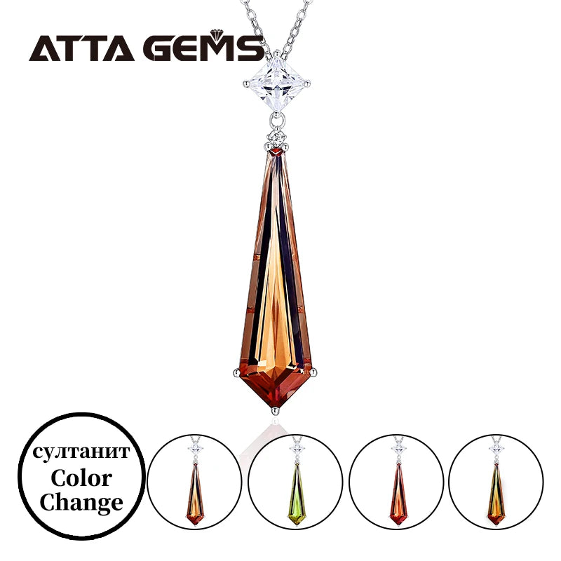 Color Change Zultanit Jewelry Sets 925 Sterling Silver Created Diaspore Pendant Earring Gemstone Jewelry for Women's Luxury