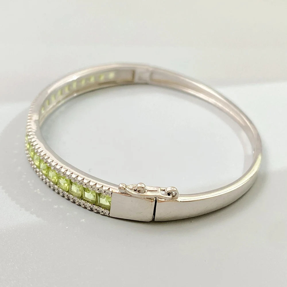 Gioiellieri Natural Peridot Bracelet with S925 Sterling Silver for Women Elegant Green Gemstone Jewelry August Birthstone Healing Fine Gift