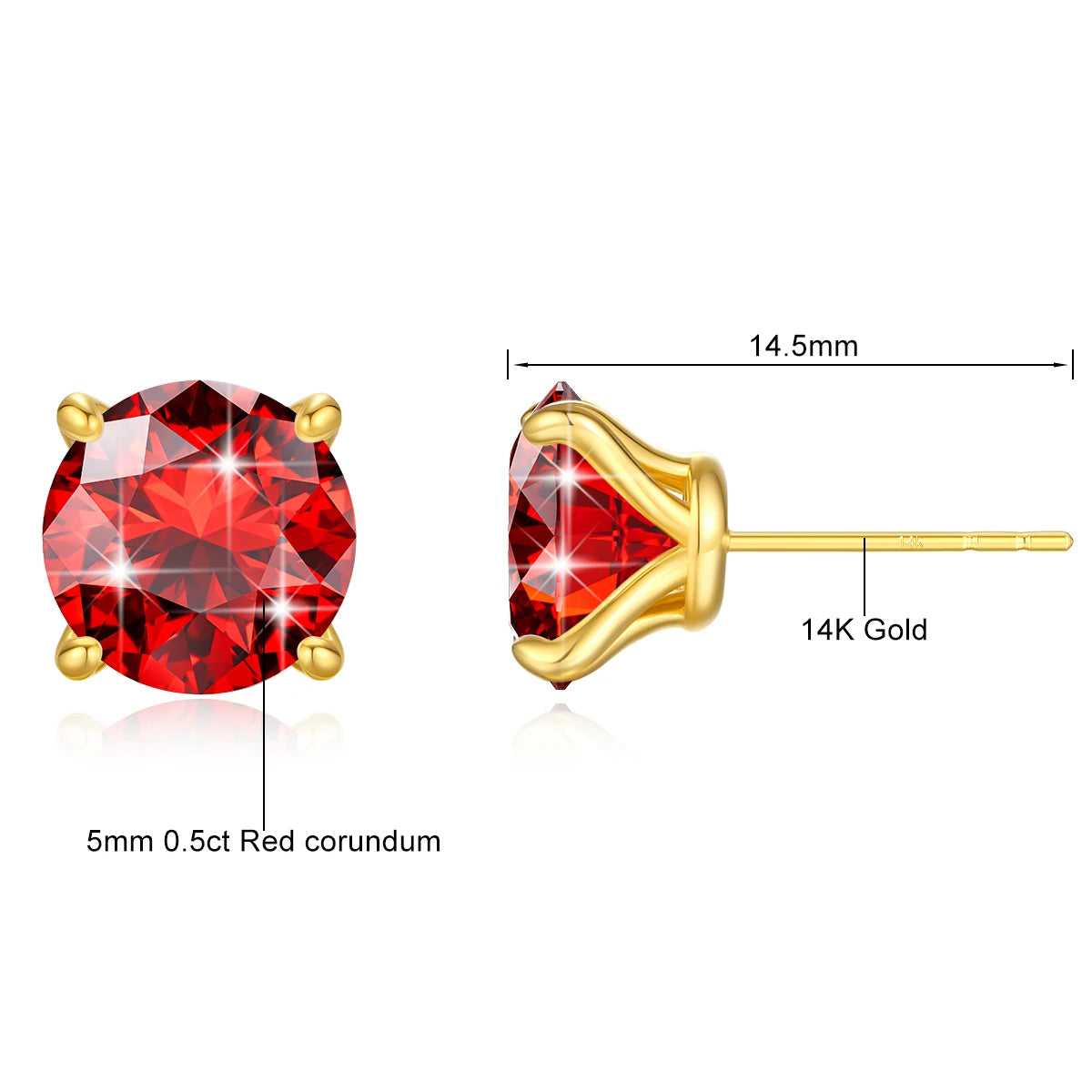 Gioiellieri 0.5ct-2ct Classic 6 Prong 14k Gold Stud Earrings VVS Mossanite for Men Women Birthday Anniversary Gift With Gra Certificate