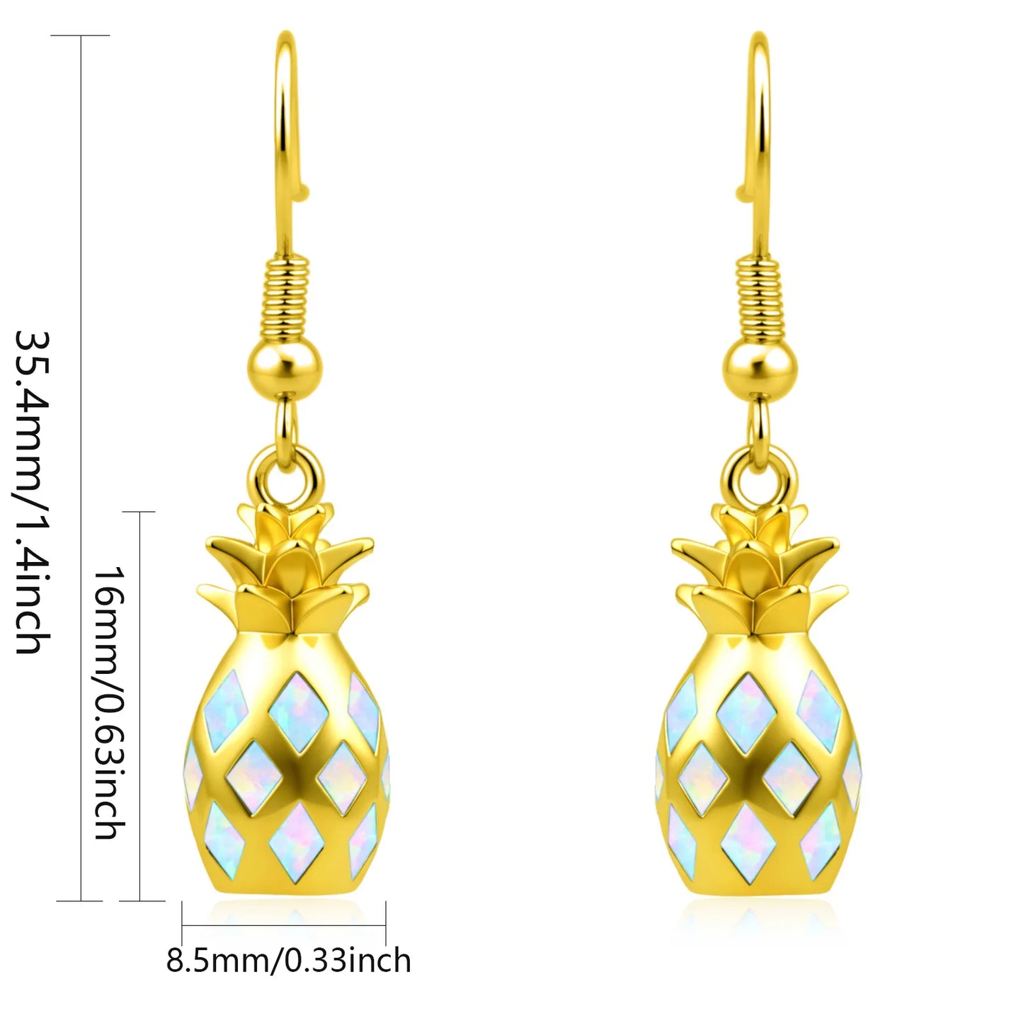 Geometric Opal Pineapple Earrings - Blue Fire Opal Solitaire & CZ Accent Design | Elegant Formal Jewelry Bulk Gifts