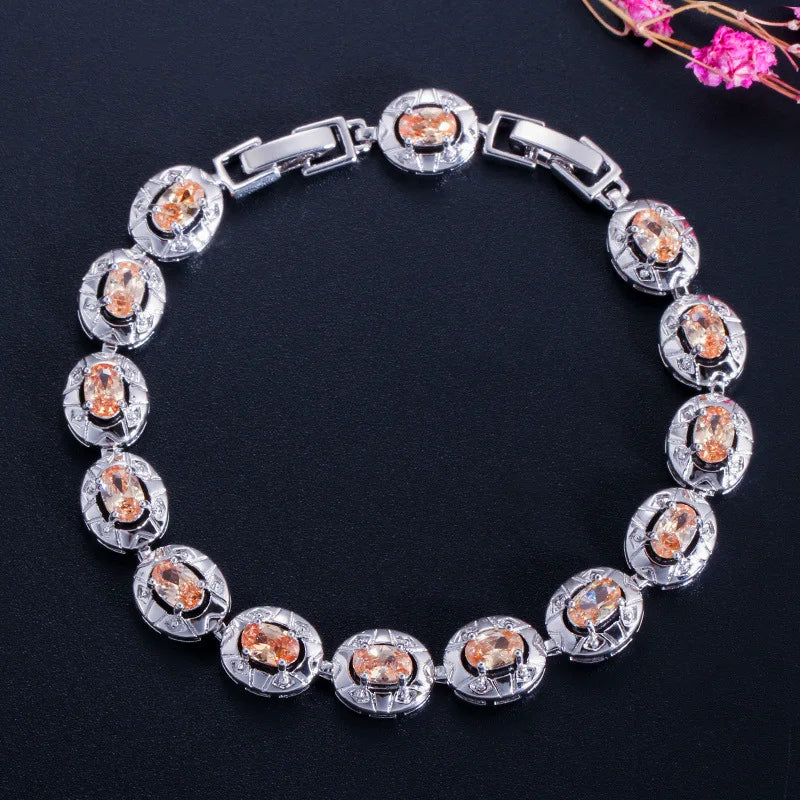 Sming Dropshipping White Gold Plated Brass Birthday Gift Crystal 18K AAA Zircon Fashion New Bracelet