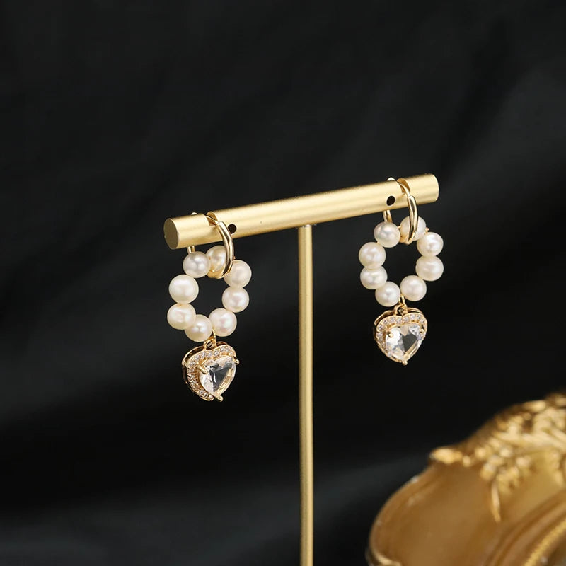 Natural Freshwater White Pearls Wholesale Fashion Jewelry Earrings Luxury 18k Gold Plating Hoop Earrings