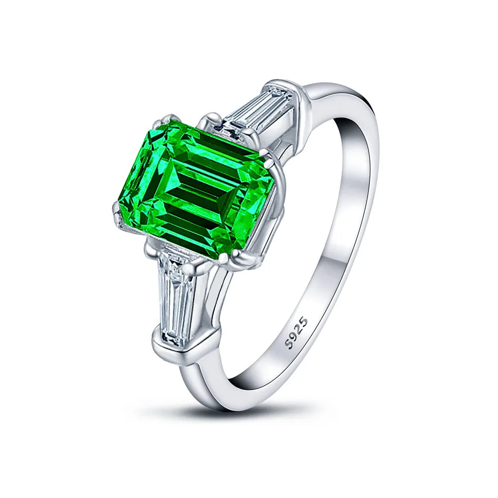 SILVERELLI 2CT Paraiba & Emerald High Carbon Diamond Ring | 925 Sterling Silver | Multi-Plated