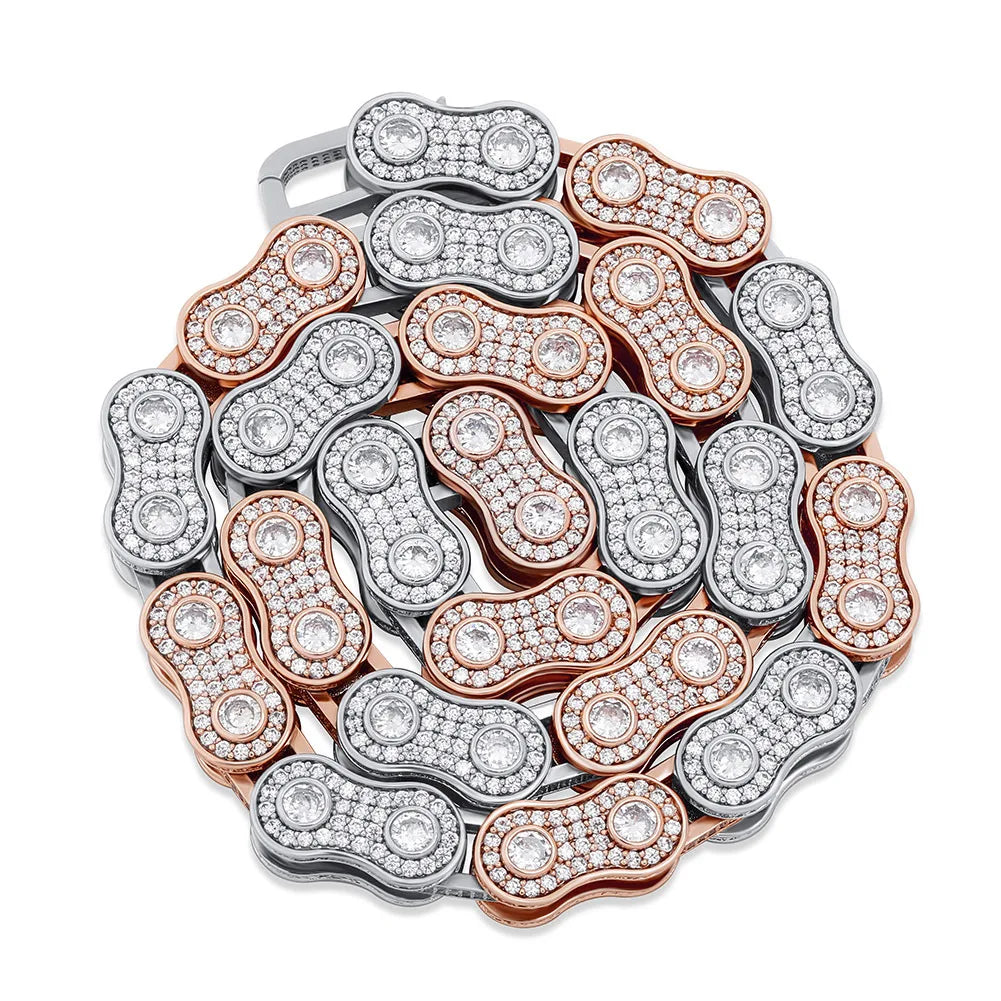 Hip Hop 5A Zircon INS Bicycle Chain Design Luxury Men's Cuban Link Necklaces Rhodium Plated for Parties Weddings Wholesale