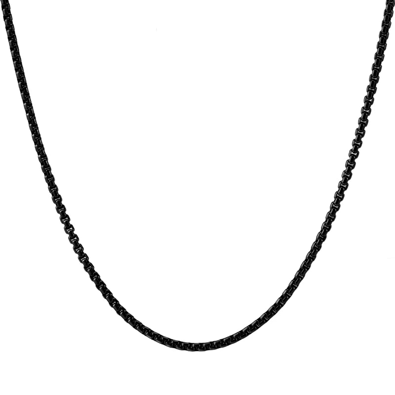 REBEL 18K Gold Plated Stainless Steel Link Chain Necklace for Men Women Black Rose Gold Color Waterproof Jewelry Simple Necklace