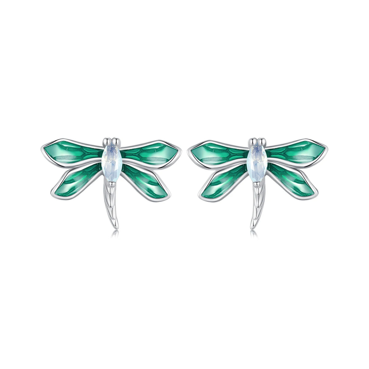 S&S 925 Silver Earring & Ring Set – Butterfly, Dragonfly, Bird & Flower – Platinum Plated – Collection
