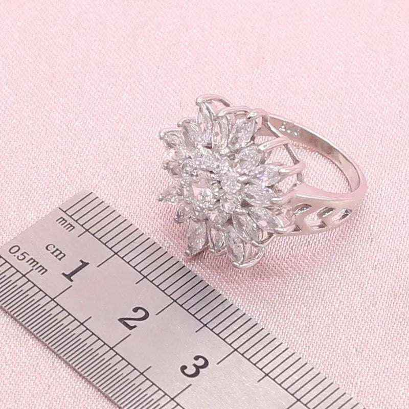 XOTICA Luxury White Zirconia Silver Wedding Set for Women Includes Necklace Earrings Ring Made Alloy-for Gifts Parties Engagements