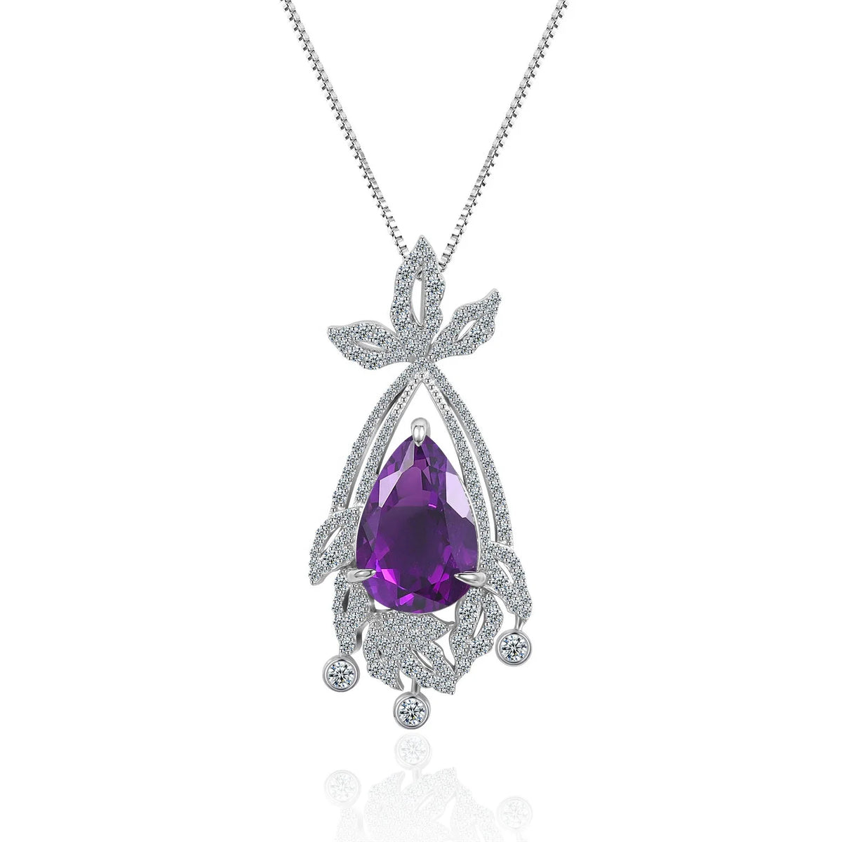 ArtistA ZL0065 Abiding Exquisite Luxury 925 Sterling Silver Big Size Amethyst 2 Pieces Ladies Wedding Cz Jewellery Sets