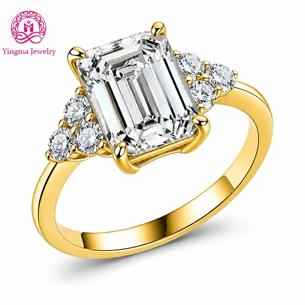 Gioiellieri D VVS2 High Clarity Emerald Cut Lab Grown Diamond Ring 3Carat 9K/10K/14K/18K White/Yellow/Rose Gold Women Fashion Ring