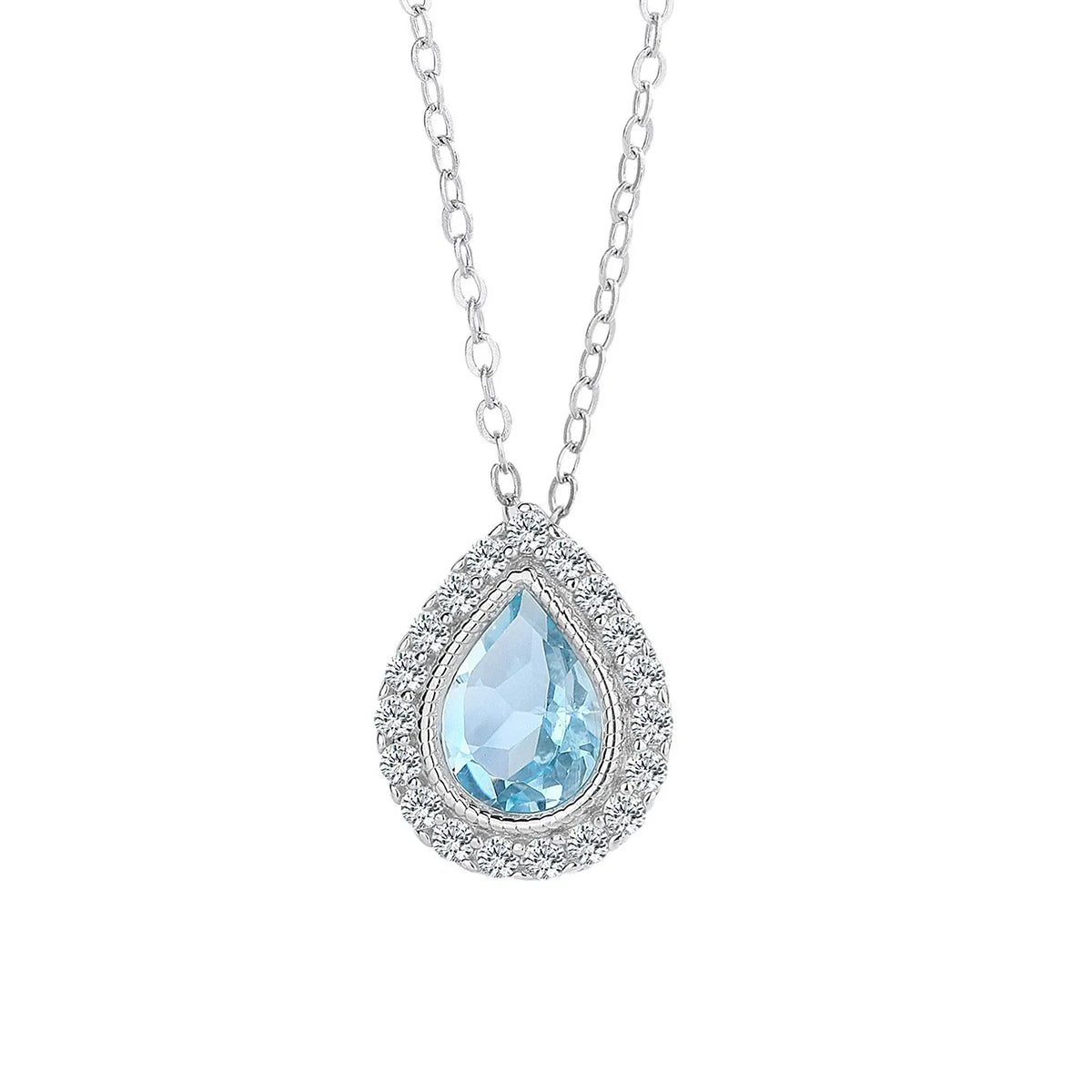S925 Sterling Silver Blue Teardrop Pendant Necklace Women Niche Designer Piece Blue Topaz Cross Chain Trendy Elegant Perfect