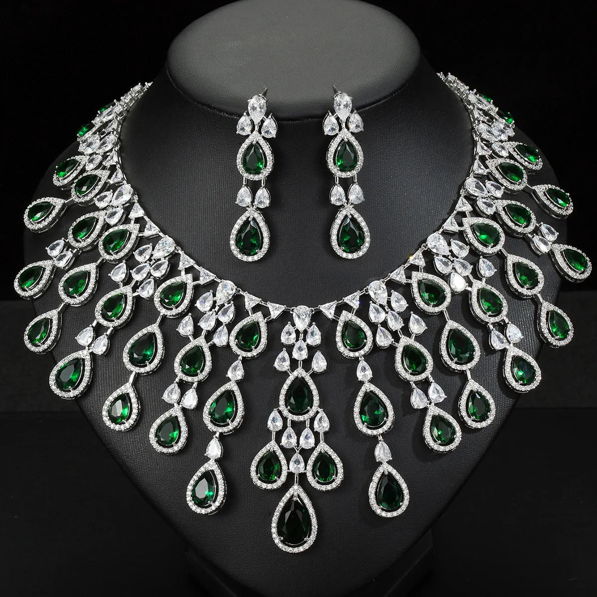 African Wedding Necklace Earring Sets Wholesale Jewellery New Women's Fashion Luxury Wedding Jewelry Set