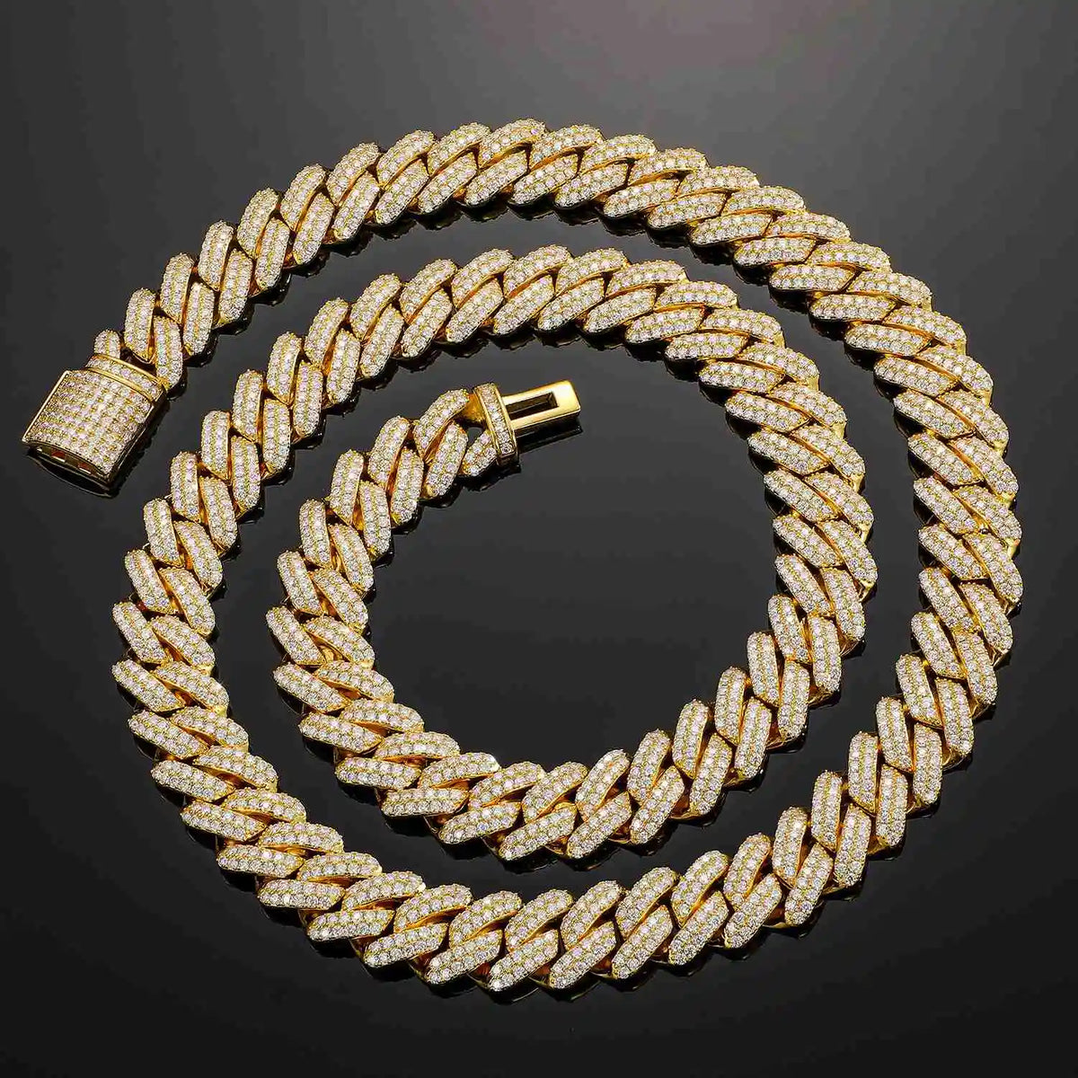 Fashion Mens Hip Hop Jewelry Gift Wholesale 20mm Gold Plated Brass 3 Rows AAAAA CZ Diamond Iced Out Cuban Link Chain Necklace