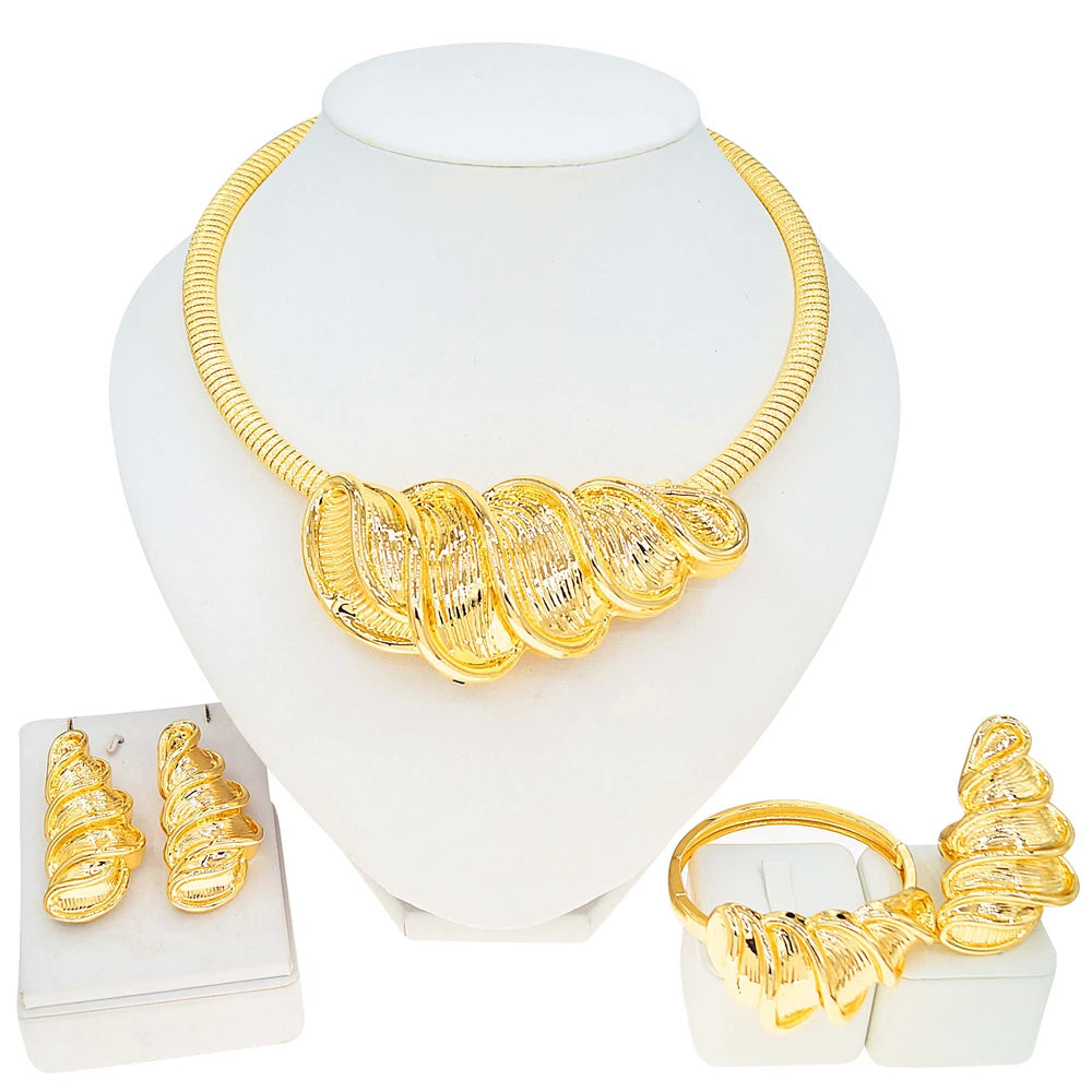 Zhuerrui Nigerian 18k Gold Plated Jewelry Set Brazil Gold Designer Wedding Jewellery Set Fashion Necklaces Jewelry SetsHK031522
