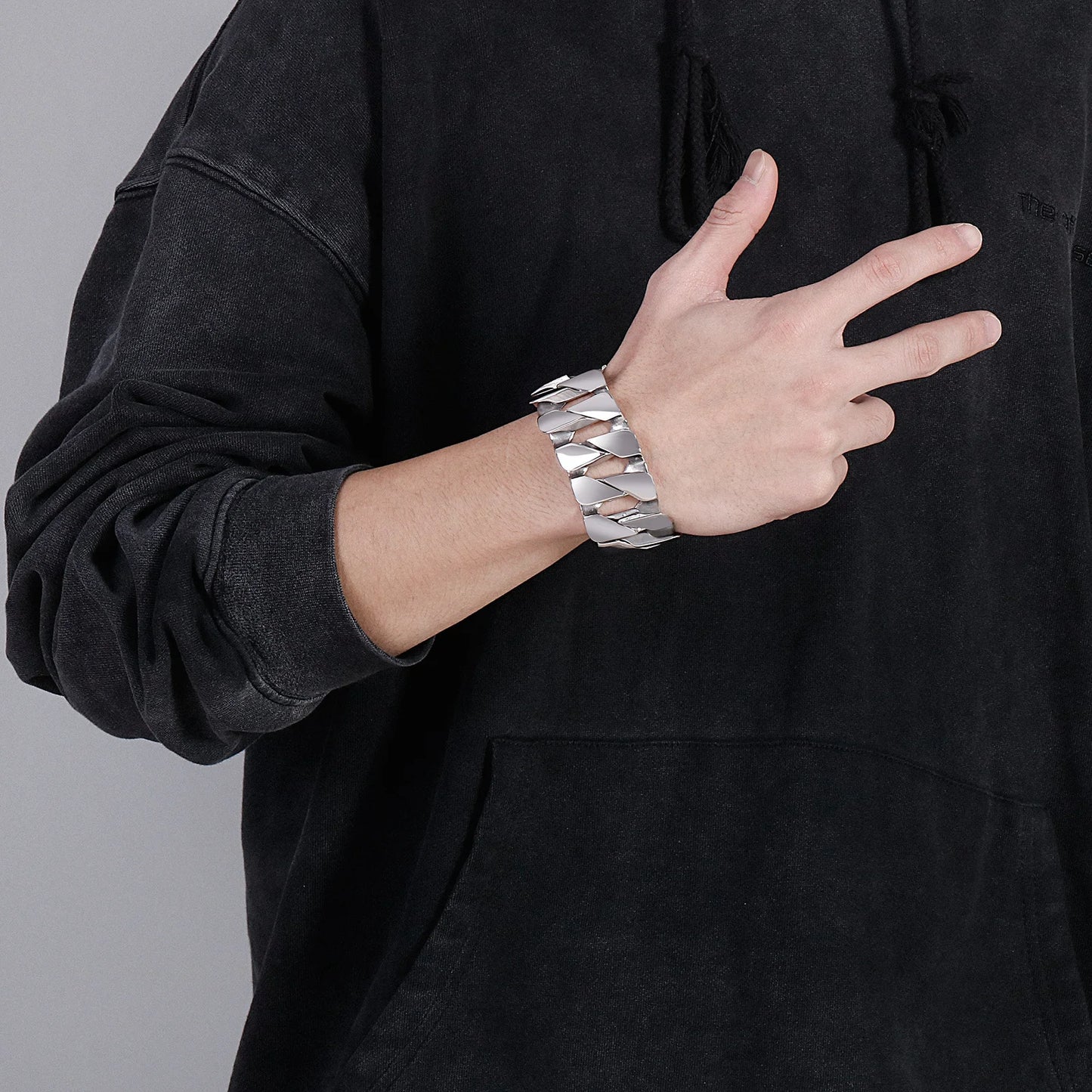 KALEN Jewelry Punk 22.5cm Domineering 316L Stainless Steel Cuban Bracelets Men
