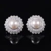 ArtistA Abiding Light Luxury Antique Big Round White Shell Pearl 925 Silver Jewelry Set Cluster Halo Flower Ring Earrings Pendant Set