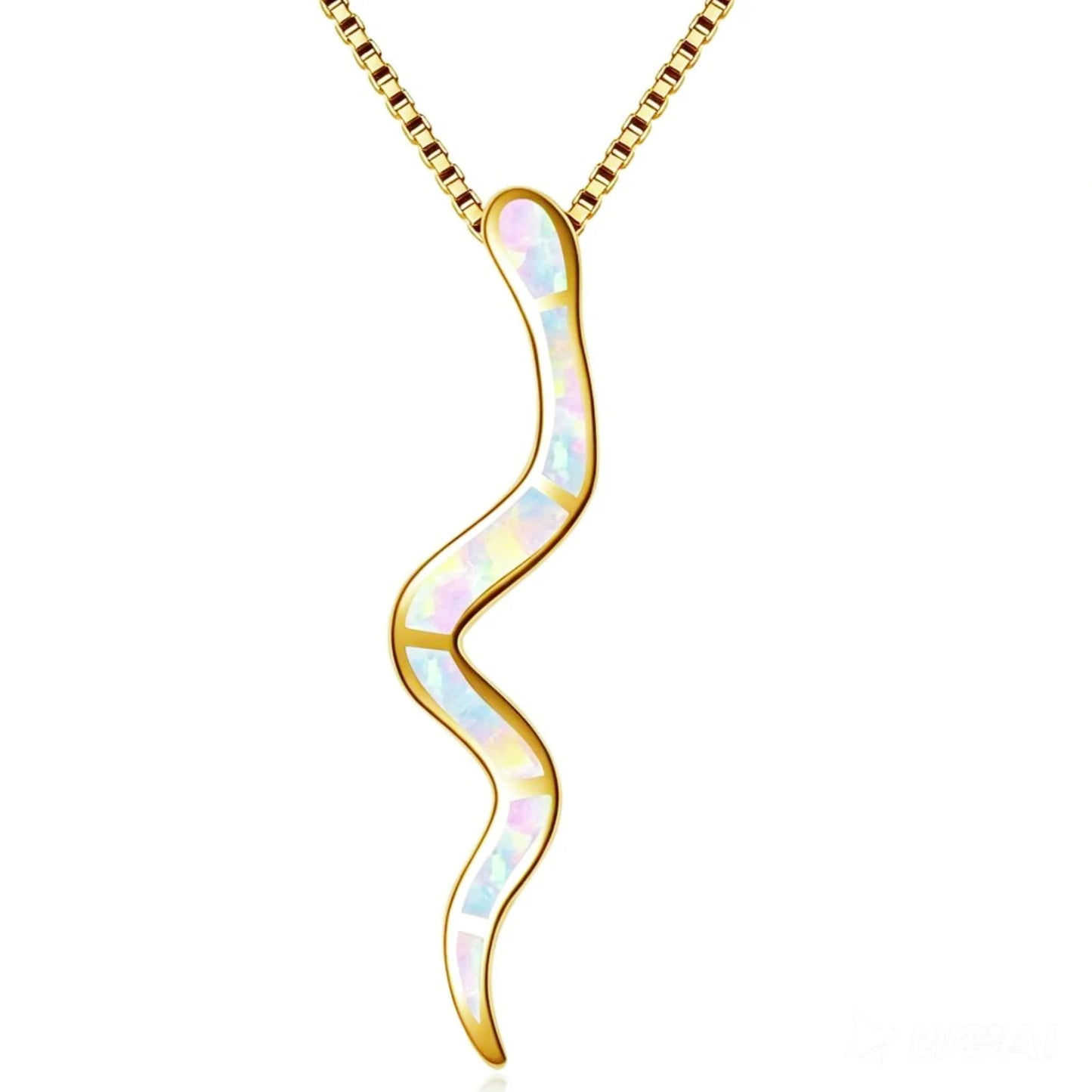 TikTok INS Wind Hawaii Beach Explosion Copper Alloy Opal Snake-Shaped Pendant Necklace Vintage Style Women's Wholesale Silver
