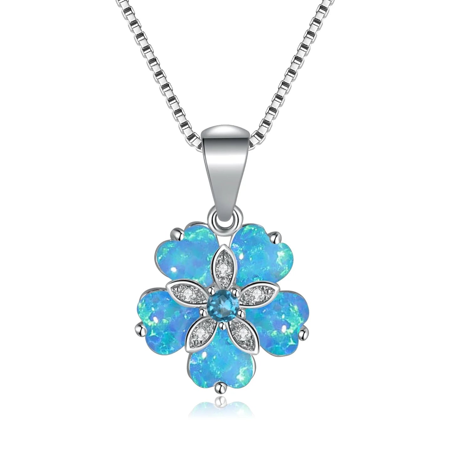 Aobao Wind Hawaii Beach Explosion Copper Alloy Opal Flower Vintage Women's Party Pendant Necklace Cute Style Wholesale