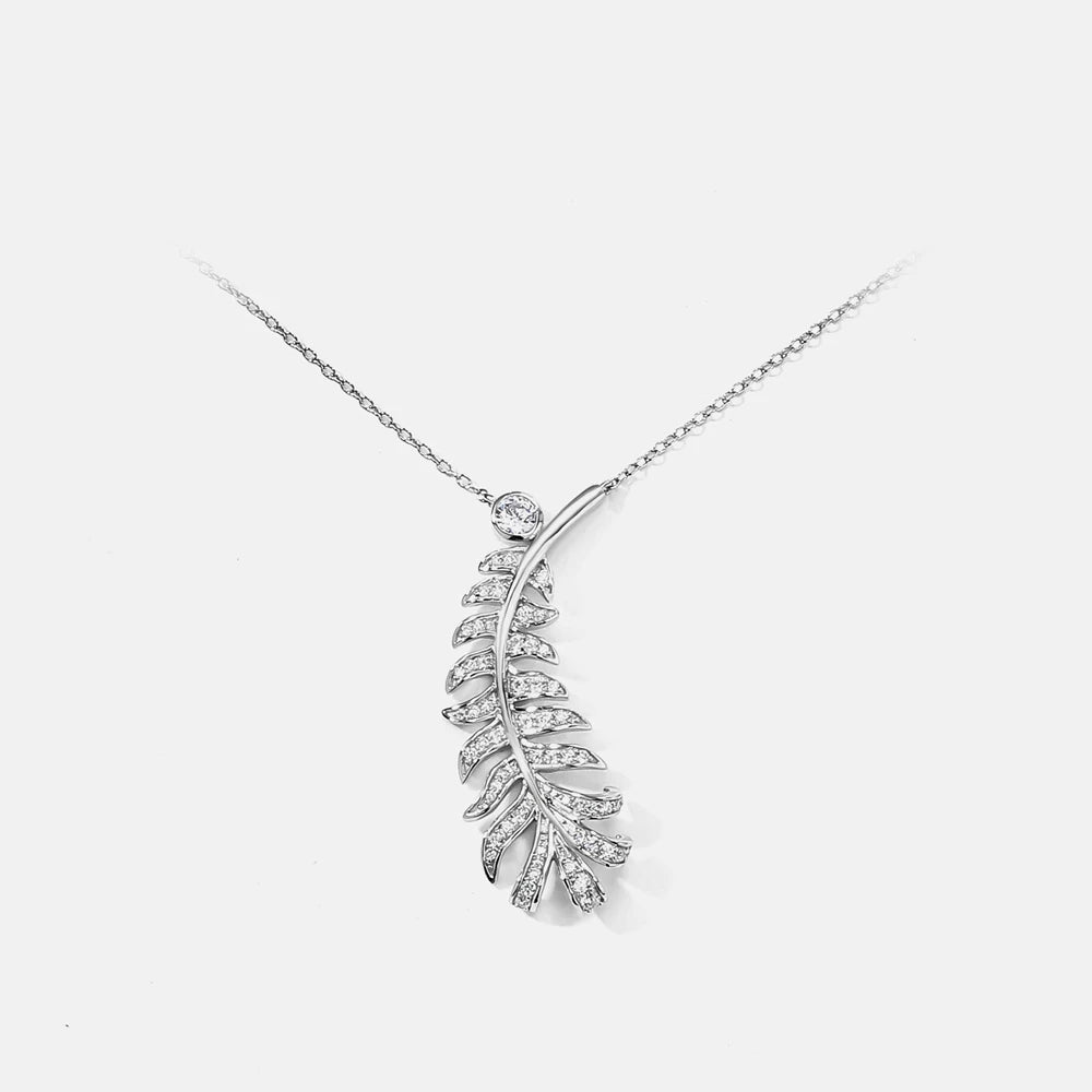 MUSHAN Jewelry Factory S925 Sterling Silver Feather Necklace High End Accessory for Women Is Silver Necklace