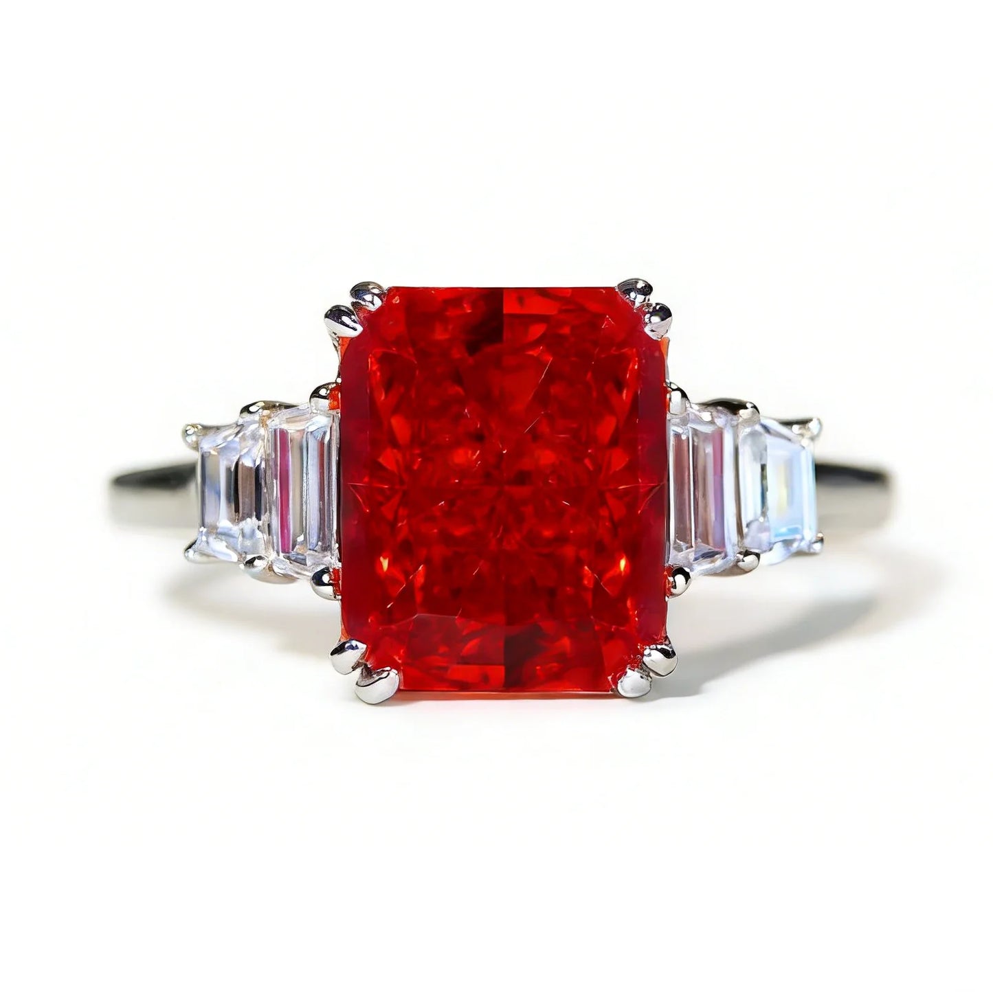 Wholesale Custom 925 Sterling Silver Ruby Rings Women Anniversary Wedding Red 5A 8A Zirconia Rings Jewelry Supplier Manufacturer