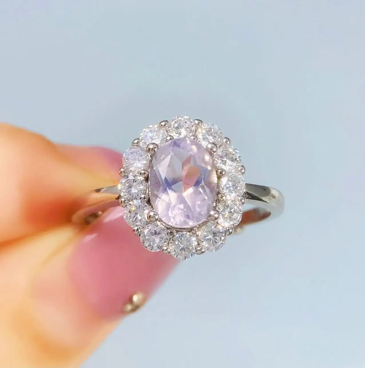 Gioiellieri Lavender Amethyst Ring for Women S925 Sterling Silver Natural Purple Gemstone Fine Jewelry 925 Stamped Oval Cut Anniversary Gift