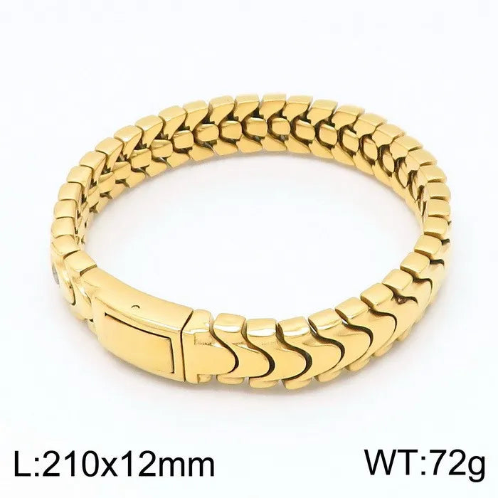 REBEL Fashion Hip Hop Style Jewelry Stainless Steel Geometric Pattern Chain Bracelet for Men