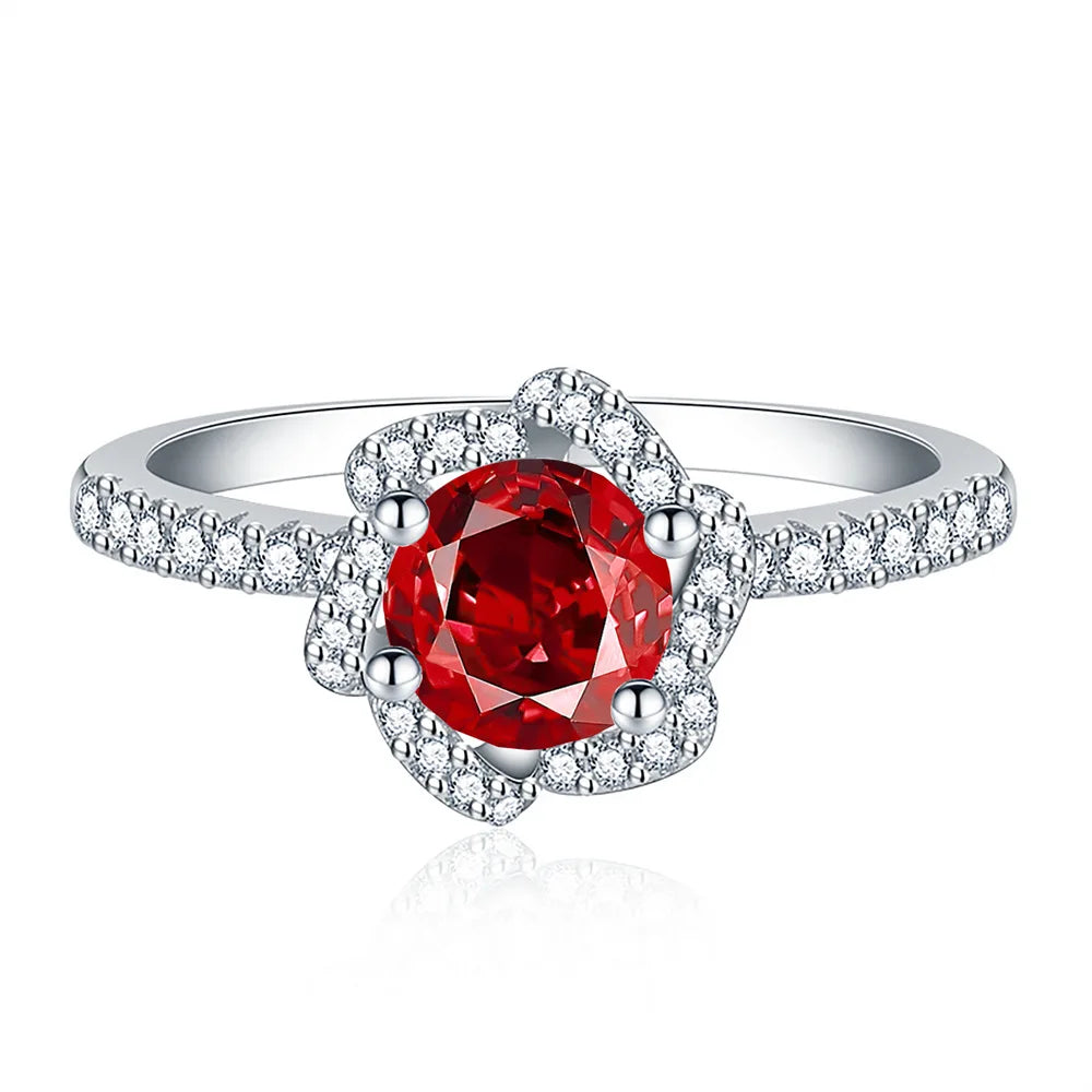 SILVERELLI Camellia 925 Silver Ring | Colourful Zircon Treasure Ring for Women