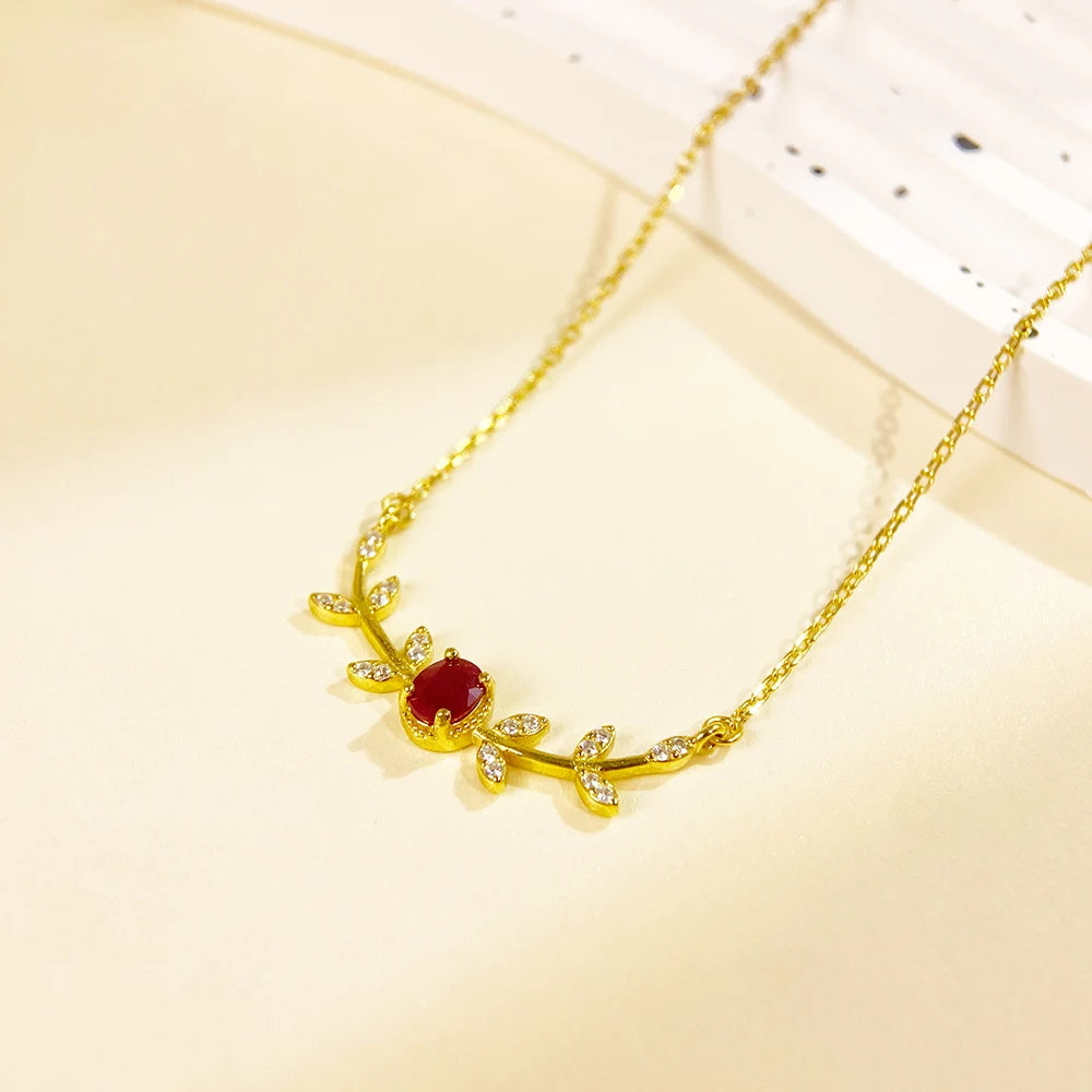 Gioiellieri Natural Ruby Pendant with S925 Silver for Women July Birthstone Red Gemstone Fine Jewelry Elegant Waterdrop Shape Necklace Gift