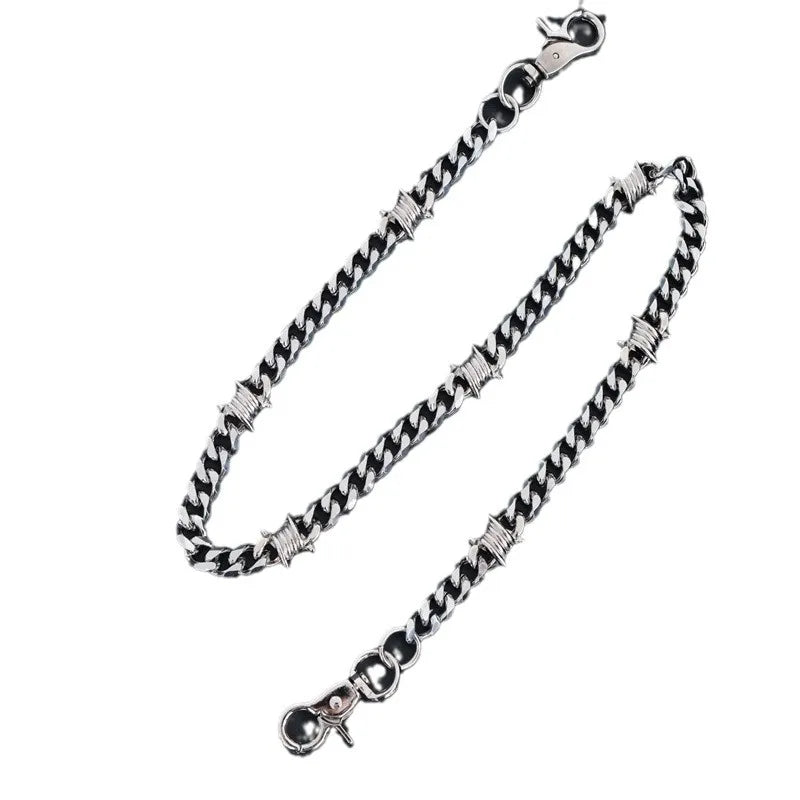 New Stainless Steel Bamboo Chain Hip Hop Punk Unisex Cuban Waist Chain Pants Accessories