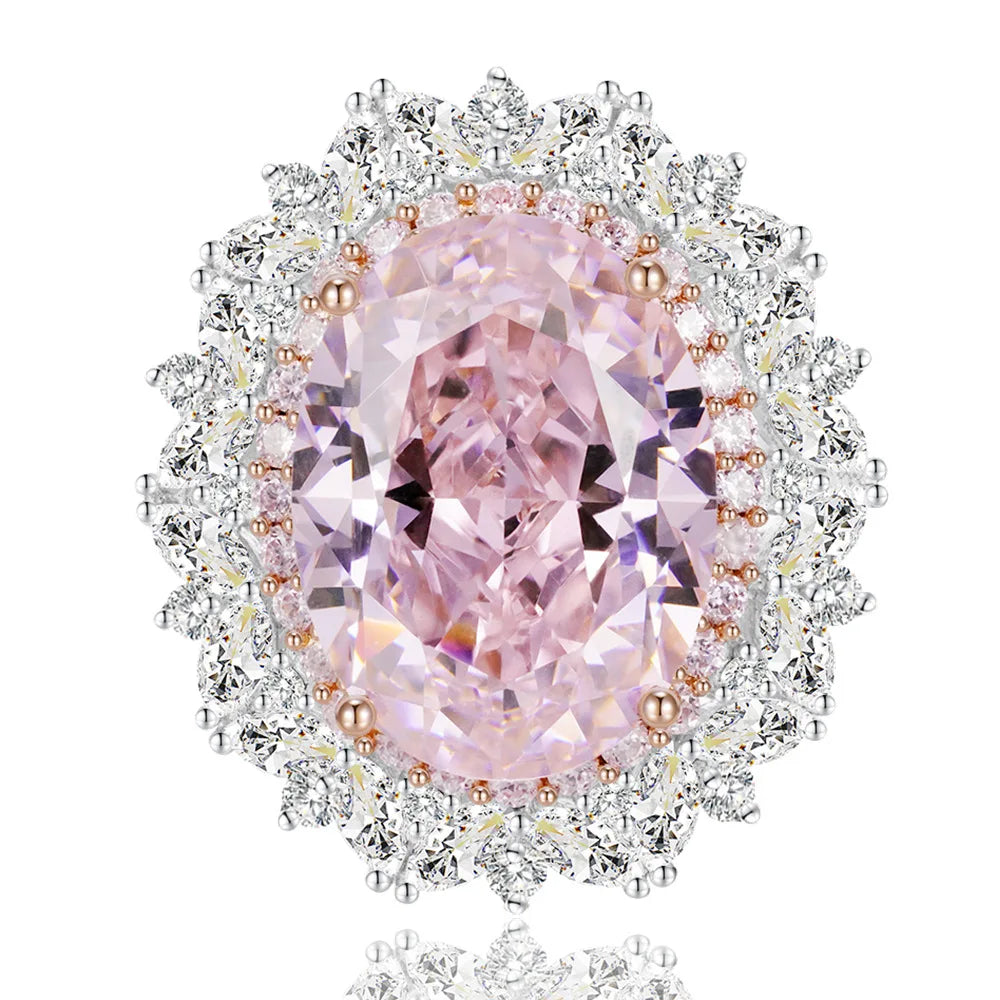 MuShan Jewelry Factory 23 Carat Ice Flower Cut 12 16mm White High Carbon Diamond 925 Sterling Silver Platinum Plated Luxury Ring