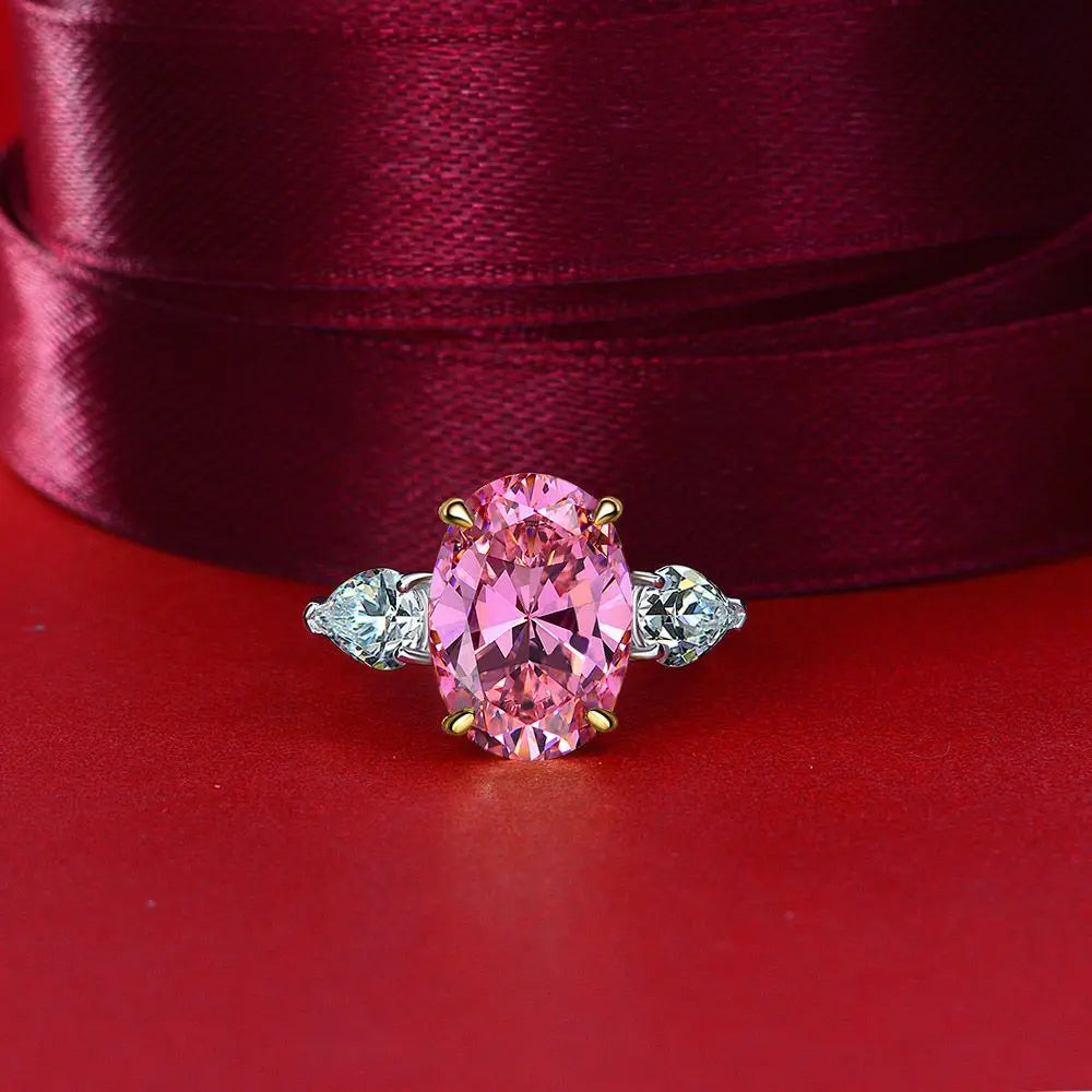 MuShan Jewelry Factory Hot Selling Platinum Plated Luxury High Carbon Diamond 10*14 European American Egg Shaped Wedding Party