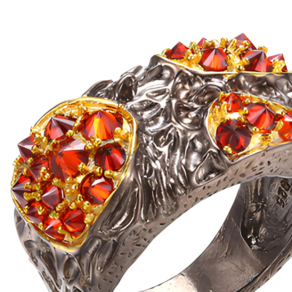 Fashion Red Zircon Design Engagement Wedding 925 Silver Ring Jewelry For Women