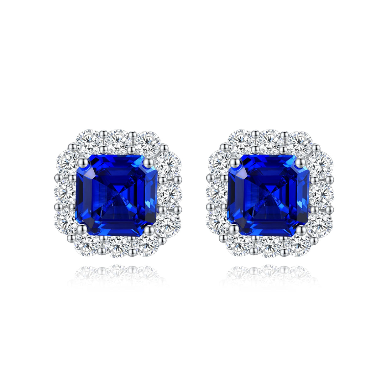 ArtistA Luxury Fancy Design Halo Earring Women Jewelry Lab Gemstone Classic S925 Silver Women Birthday Gift Classic Earring Stud Set