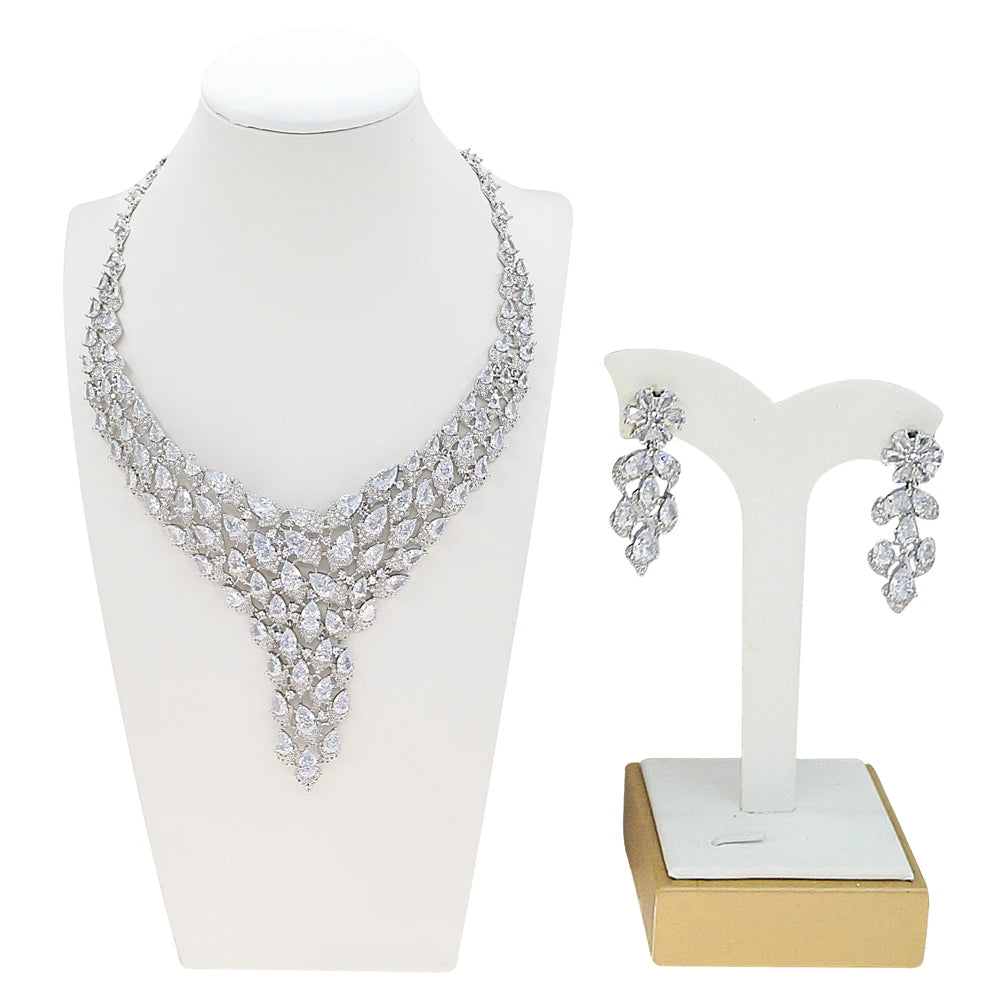 Zhuerrui Fashion Y-shaped Diamond Jewelry Sets Bridal Wedding Outfit Matching Jewelry Set for Women's Parties ZA25001100