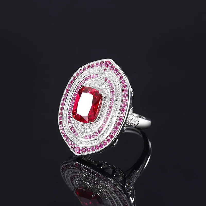 S&S Red Zircon Bridal Jewellery Set – Earrings, Pendant & Ring – Collection
