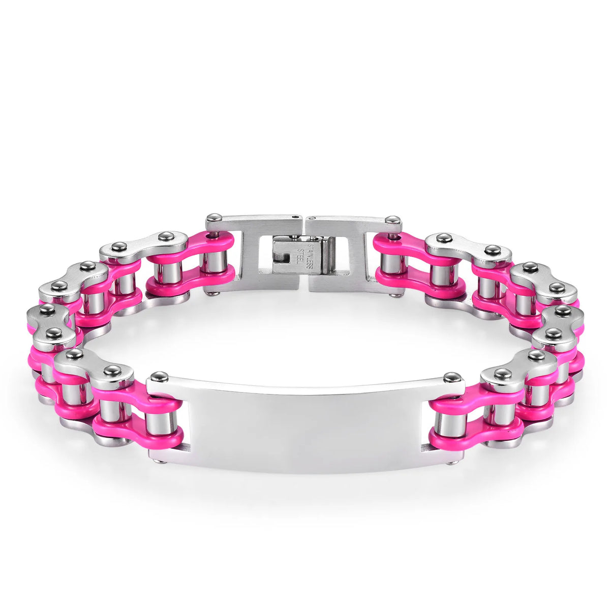 REBEL European American Trendy Titanium Steel Motorcycle Bicycle Chain Bracelets Hip-Hop Curved Geometric Stainless Steel Fashion Link