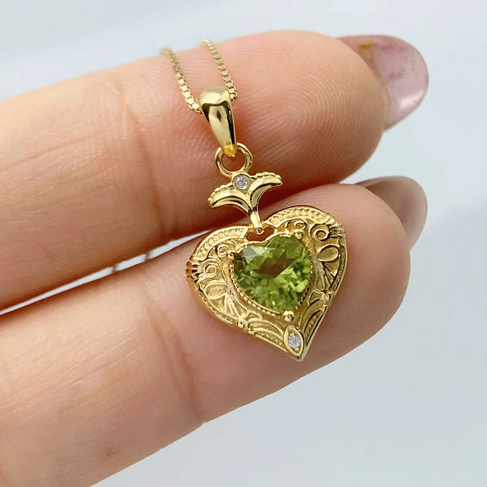 Gioiellieri Natural Peridot S925 Silver Pendant with Green Crystal Gemstone for Women Luxury Jewelry August Birthstone Healing Stone