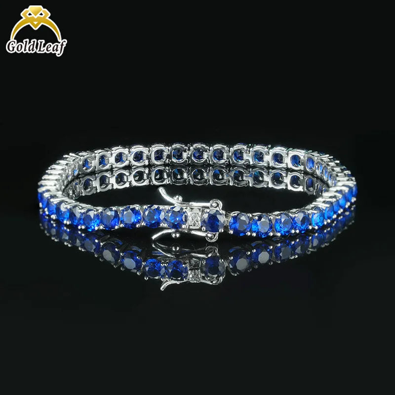 REDheart S&S Hot Sale Trendy Wedding Red Blue Green Four Claws Tennis Bracelet & Necklace Set 925 Sterling Silver White Gold Plated