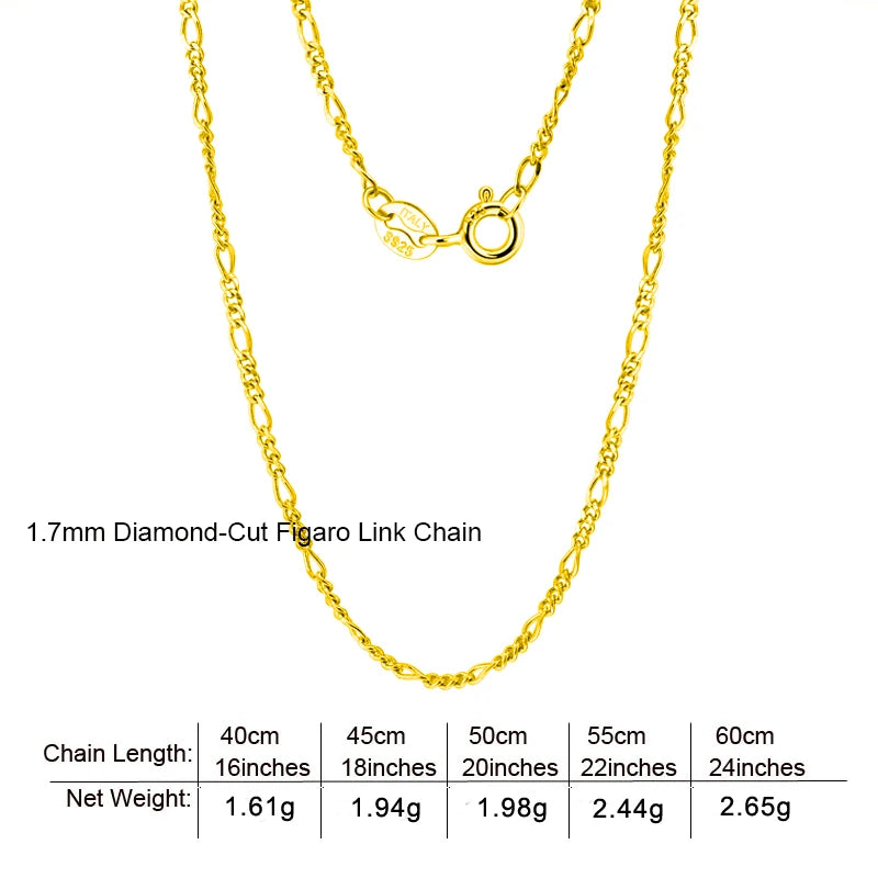 BSC34 RINNTIN Diamond-Cut Figaro Chain Necklace Silver Chain Necklace Cadenas De Oro 14K Plata 925 Al Por Mayor Silver Jewelry