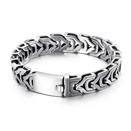 REBEL VIKING Dragon Keel Chain Bracelet – 316L Stainless Steel Silver
