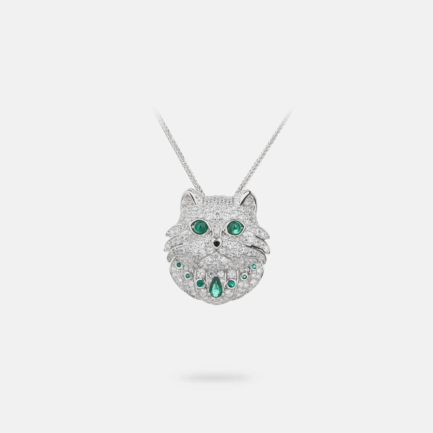 MUSHAN Jewelry Factory Persian Cat S925 Sterling Silver Necklace Exudes Sense of High End Electroplated White Gold