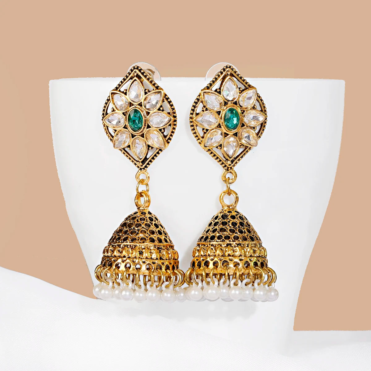 Earrings for Women Gemstone Drop Bells Indian Jewelry Ear Rings for Girls Fashion Vintage Earring Dangling Gift Kolczyki