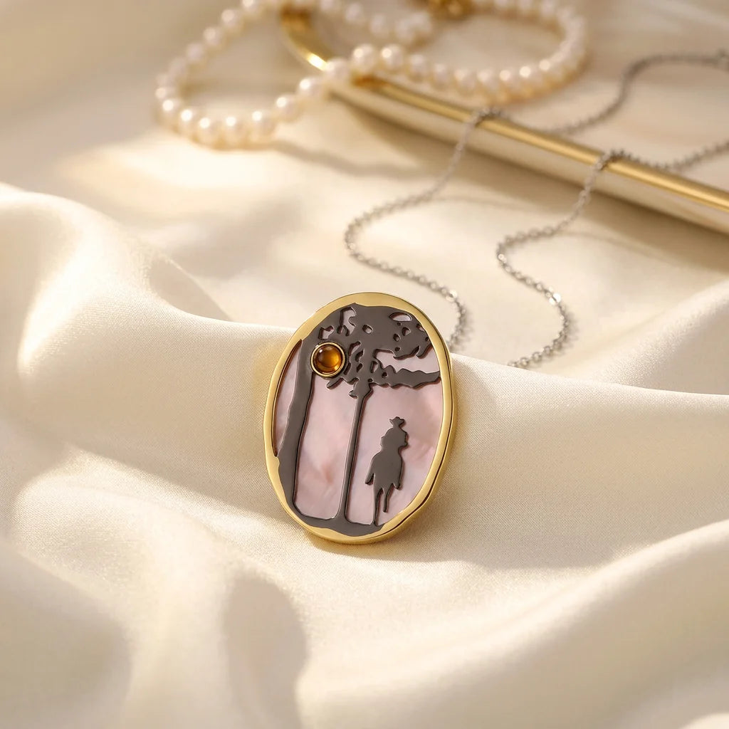 Perfect New Silver 925 18K Gold Plated Classic Citrine/Pink Mop Women's/Unisex Pendant Necklace with Factory Price