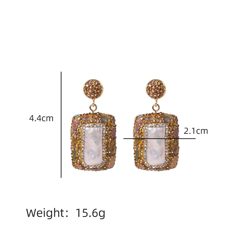 Natural Freshwater Baroque Inlaid Zircon Pearl Earrings Korean Style Women Luxury Jewelry Fashion Ladies and Girls Gift GE1523