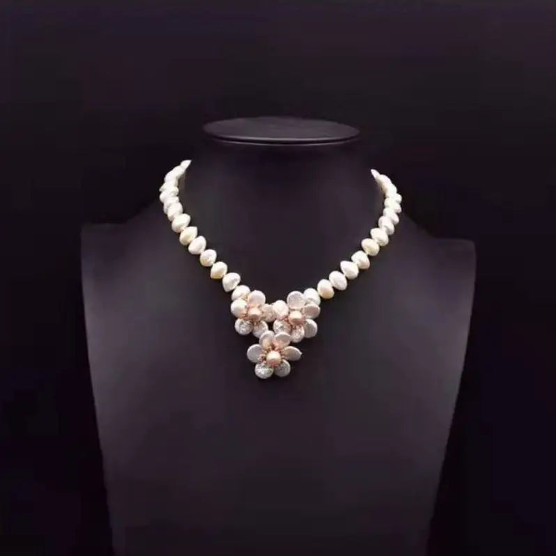 Hot Selling Natural Freshwater Baroque Pearl Necklace Women Gold Collar Chain Flower Choker Fashion Jewelry Wholesale